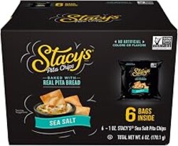 Stacy’s Pita Chips, Sea Salt, No Artificial Colors or Flavors, 1 Oz (Pack of 6)