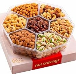 NUT CRAVINGS - Fathers Day Treats, Gift For Dad, Mixed Nuts Gift Basket in Red Gold Box (7 Assortments, 1 LB) Treats for Adults, Food Arrangement, Healthy Snack Care Package, Kosher