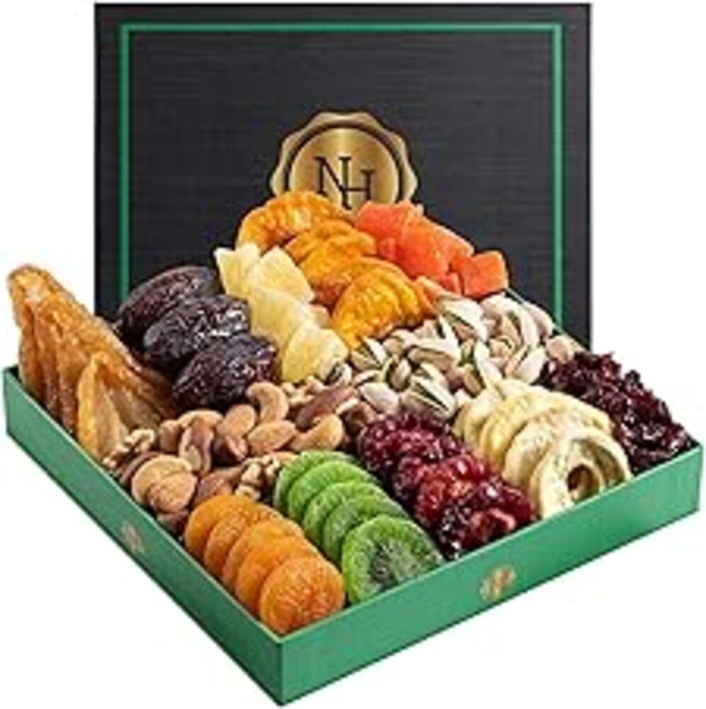 Fathers Day Dried Fruit & Nuts Gift Basket - Fresh Dried Fruit & Nuts Gift Basket - Food Gift Box for Dad, Him, Husband, Christmas, Father's Day, Mother's Day, Sympathy, Family, Men & Women