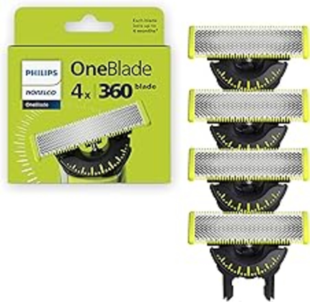 Philips Norelco OneBlade 360 Blades, Genuine Replacement Blades for OneBlade Electric Shaver and Trimmer, 4 Pack, QP440/80