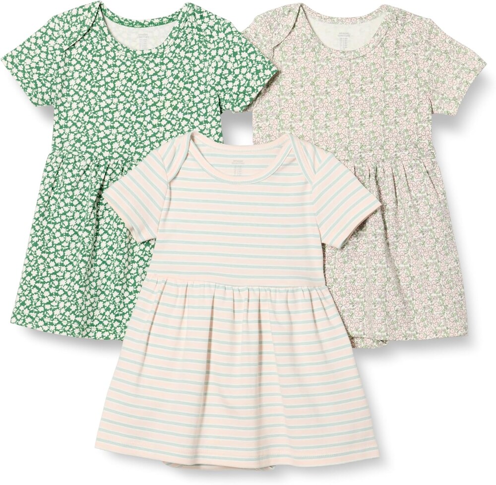 Amazon Essentials Baby Girls' Short Sleeve Bodysuit Dress, Everyday Dresses