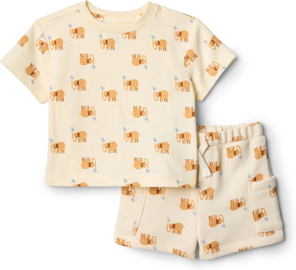 Amazon Essentials x Sofia Grainge Babies, Toddlers, and Boys' T-Shirt and Short Play Set, Multipacks