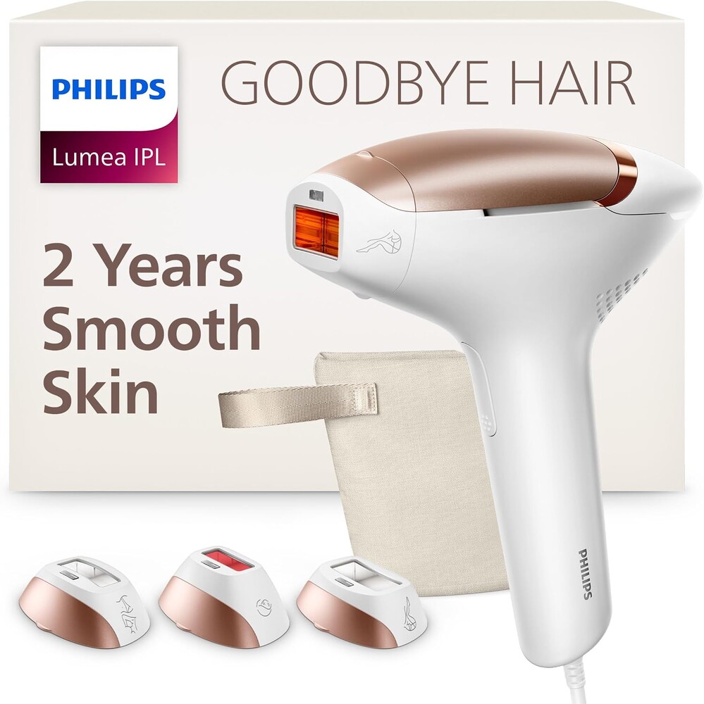 Philips Lumea 8000 Series IPL Hair Removal Device, Permanent Laser Hair Reduction for Women & Men, Easy and Comfortable Use at Home, SenseIQ, 3 Attachments for Body, Face, Intimate, BRI937/03
