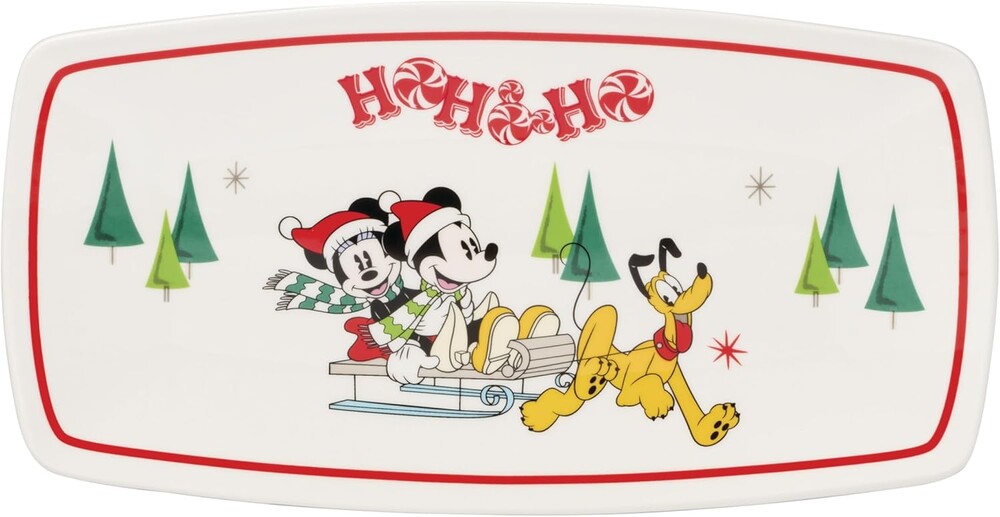 Lenox Serveware, Disney Holiday Hors Doeuvres Tray, Food Tray, 13.75 x 7.75-Inch, Microwave Safe and Dishwasher Safe Porcelain, Christmas Serving Platter Trays, Christmas Table Centerpieces (1 Piece)