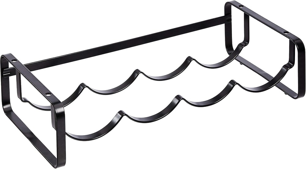 Amazon Basics Tabletop Stackable 4-Bottle Metal Wine Rack, Wine Storage, Space Saving, No Assembly Required, 3.74"D x 15.75"W x 7.87"H, Black