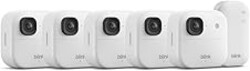 Blink Outdoor 2K+ (newest model) — Wireless smart security camera, 2K video resolution, enhanced audio, two-year battery. Sync Module Core included — 5 camera system (White)
