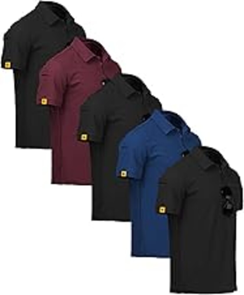 ZITY 5 Pack Mens Polo Shirt Short Sleeve Sports Golf Tennis T-Shirt Moisture-Wicking Summer Shirts
