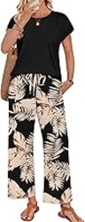 WIHOLL Two Piece Sets for Women Summer Spring Outfits Lounge Sets Beach Vacation Clothes Airport Travel Matching Clothing