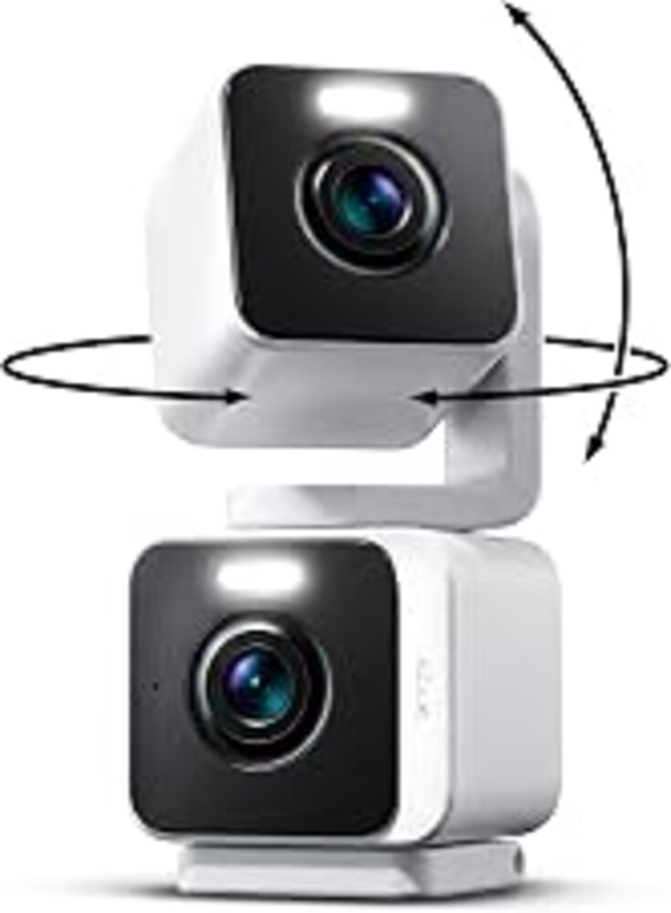 WYZE Duo Cam Pan Indoor/Outdoor IP65 2K 360° Pan/Tilt Smart Home Security Camera with Color Night Vision, Compatible with Alexa & Google Assistant, White