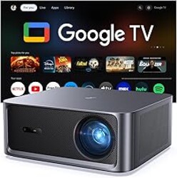HAPPRUN 3000 ANSI Lumens Outdoor Projector with Official Google TV, 4K Supported Smart Movie Projector, Dolby Audio, Auto Focus & Keystone, WiFi 6 and Bluetooth for Indoor & Outdoor Movies,Black
