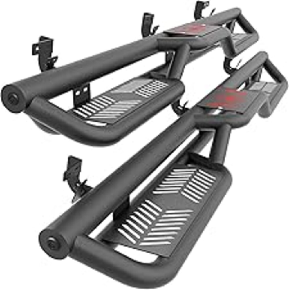 YZONA Crew Cab Running Boards Compatible for 2009-2018 Dodge Ram 1500, 2019-2024 1500 Classic, 2010-2026 Ram 2500 & 3500 CrewCab Side Steps, Bolt-on Nerf Bar, Heavy-Duty Steel Two Stairs Design