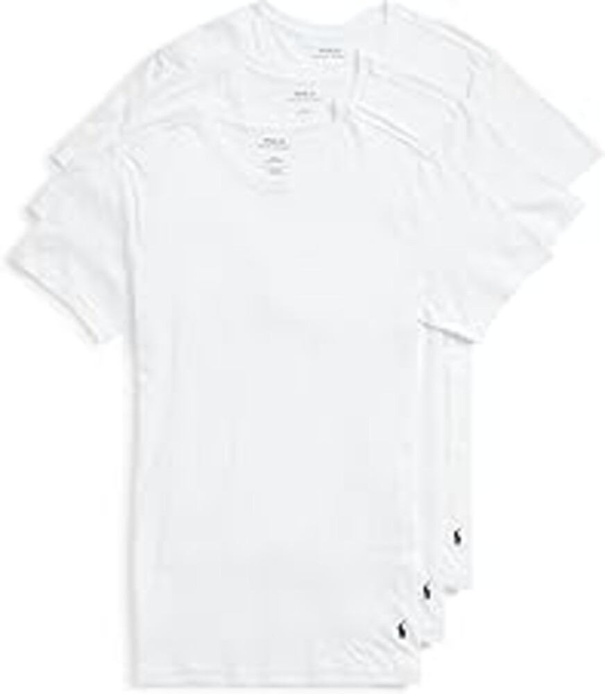 Polo Ralph Lauren Men's T-Shirt Pack, 3-Pack, Cotton Men's Clothing Crewneck Undershirt, Slim Fit Short-Sleeve Tees