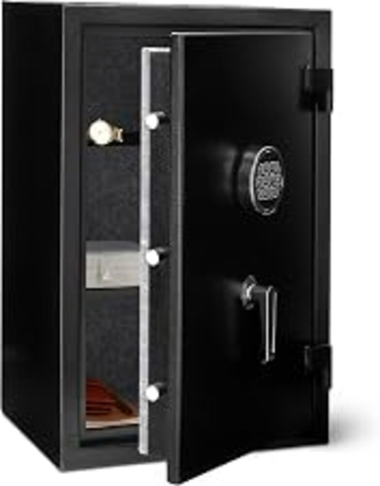 Amazon Basics Fire Resistant Security Safe with Electronic Keypad, Anti-theft Protection for Important Documents and Valuables, 2.1 Cubic Feet, 16.93"W x 13.8"D x 25.98"H, Black
