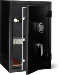 Amazon Basics Fire Resistant Security Safe with Electronic Keypad, Anti-theft Protection for Important Documents and Valuables, 2.1 Cubic Feet, 16.93"W x 13.8"D x 25.98"H, Black