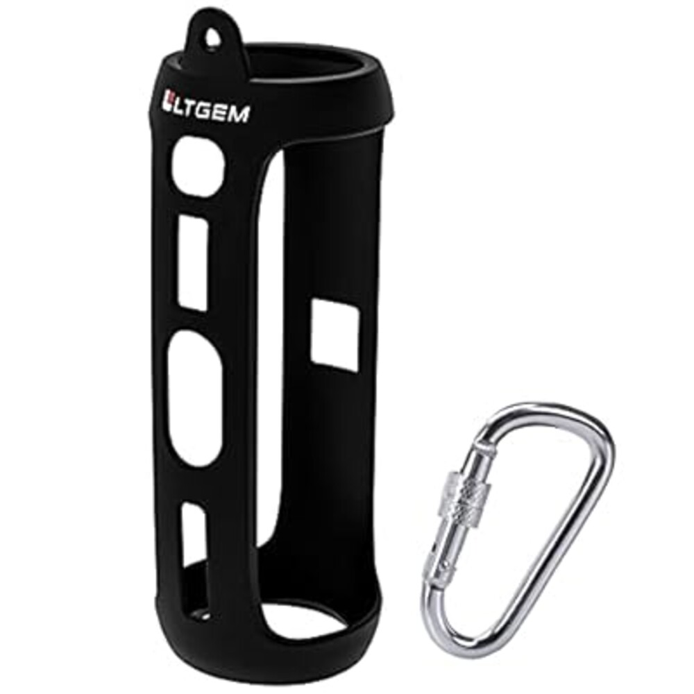 LTGEM Silicone Case Compatible with JBL FLIP 5 Waterproof Portable Bluetooth Speaker, Hard Shell Travel Carrying Storage Bag with Extra Carabiner - Black(Case Only)