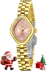 OLEVS Womens Watch Rose Gold Diamond Elegant Ladies Wrist Watch Stainless Steel Ceramic Two Tone Bracelet Waterproof Luminous