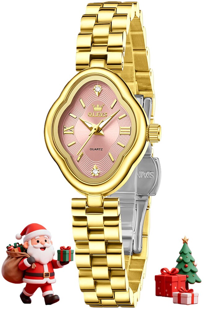 OLEVS Womens Watch Rose Gold Diamond Elegant Ladies Wrist Watch Stainless Steel Ceramic Two Tone Bracelet Waterproof Luminous