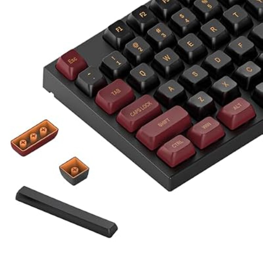 CSA Profile Keycaps Double Shot PBT 150 Keys Set for MX Switches Mechanical Keyboard (Red Black)