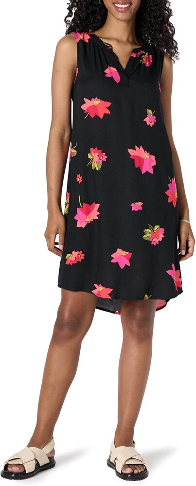 Amazon Essentials Women's Sleeveless Woven A-line V Neck Shift Dress