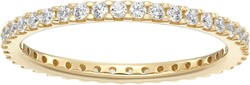Amazon Essentials Platinum or Gold Plated Sterling Silver All-Around Band Ring set with Round Infinite Elements Cubic Zirconia