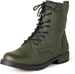 Amazon Essentials Women's Lace-Up Combat Boots with Lug Sole and Side Zipper
