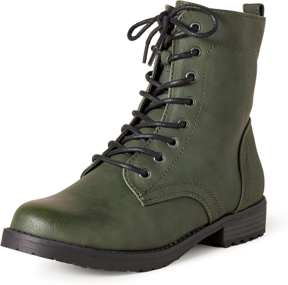 Amazon Essentials Women's Lace-Up Combat Boots with Lug Sole and Side Zipper
