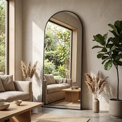 58"x19" Floor Mirror Full Length, Arched Full Length Mirror with Stand, Full Body Mirrors for Bedroom Living Room or Cloakroom Black