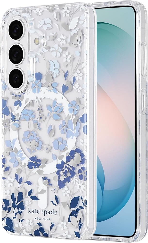 kate spade new york Samsung Galaxy S26 Case - [Magnetic and Wireless Charging] - Designer Phone Case - Flowerbed Blue Gems