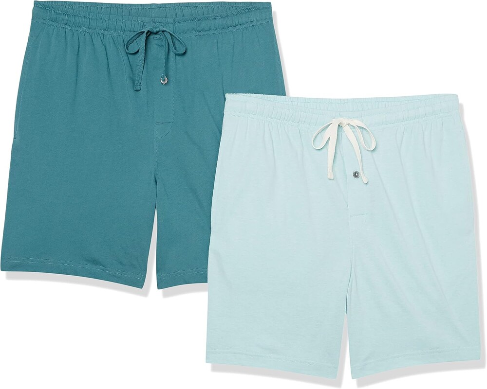 Amazon Essentials Men's 7" Cotton Knit Pajama Shorts, Loungewear, Pack of 2