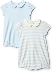 Amazon Essentials x Sofia Grainge Baby Girls' Cotton Short Sleeve Romper with Peter Pan Collar