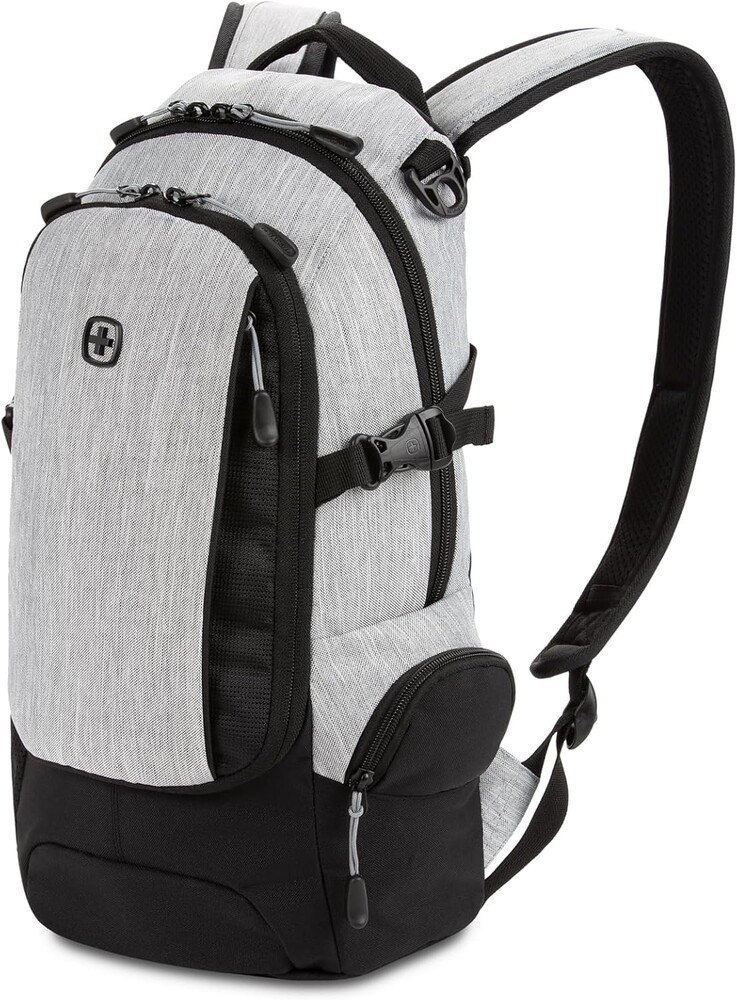 SWISSGEAR City Pack Backpack, Slim Profile Daily Carry, Airflow Back Panel, Tablet Pocket, and Lay-Flat Organizer, Light Grey/Heather, 15.9L, 18-Inch