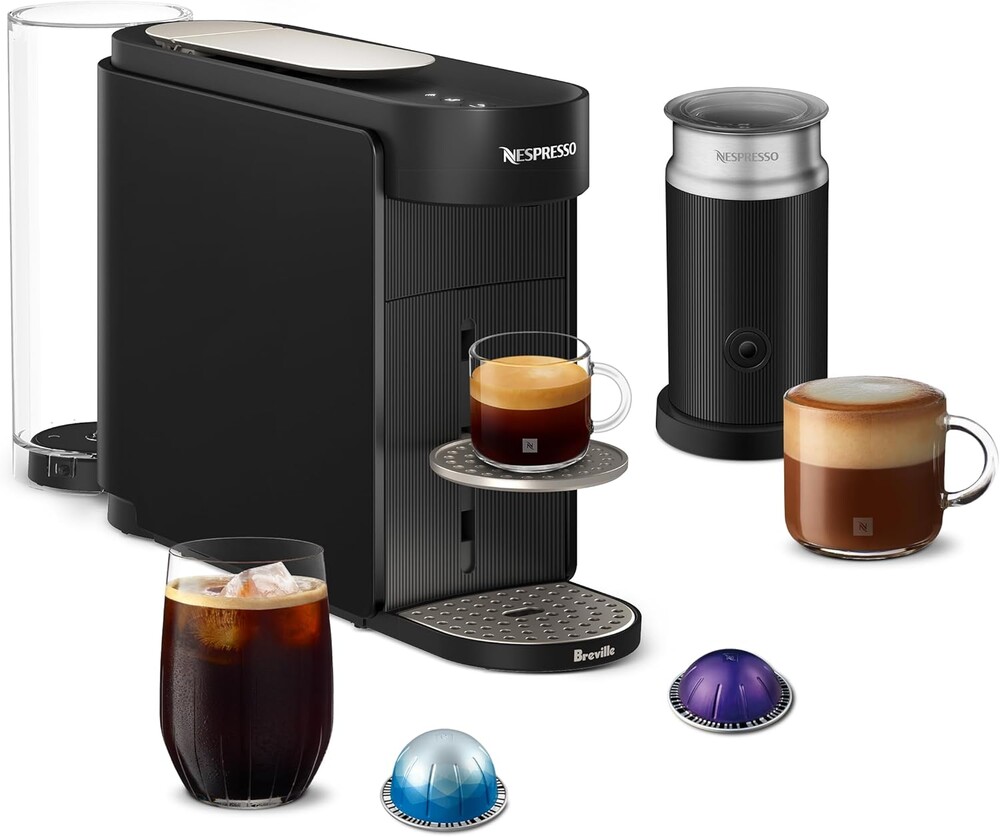 Nespresso Vertuo Up Coffee and Espresso Maker with Aeroccino, by Breville, Ink Black