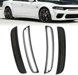 ROCCS 4PCS LED White Side Marker Lights Compatible with Dodge Charger SRT Hellcat Scat Pack 2015-2023 Front Rear Bumper Turn Signal Light,OEM part number 68214405AA/68214404AA/68214127AA,Smoked Lens