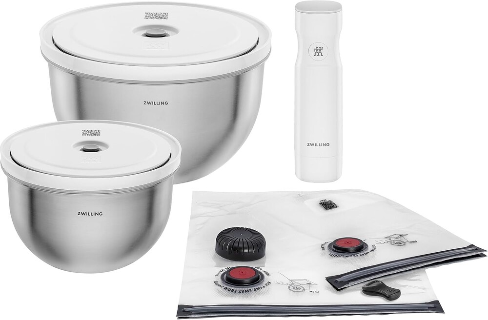 ZWILLING Fresh & Save BOWLS 9-pc Stainless Steel Vacuum Bowl Starter Set, Airtight Food Storage Containers for Meal Prep and Leftovers, Durable, BPA-Free, Stackable