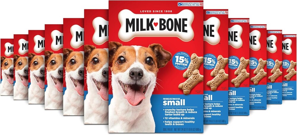 Milk-Bone Crunchy Small Dog Treats, 24 Oz. Boxes, Original Beef Flavor (Pack of 12)