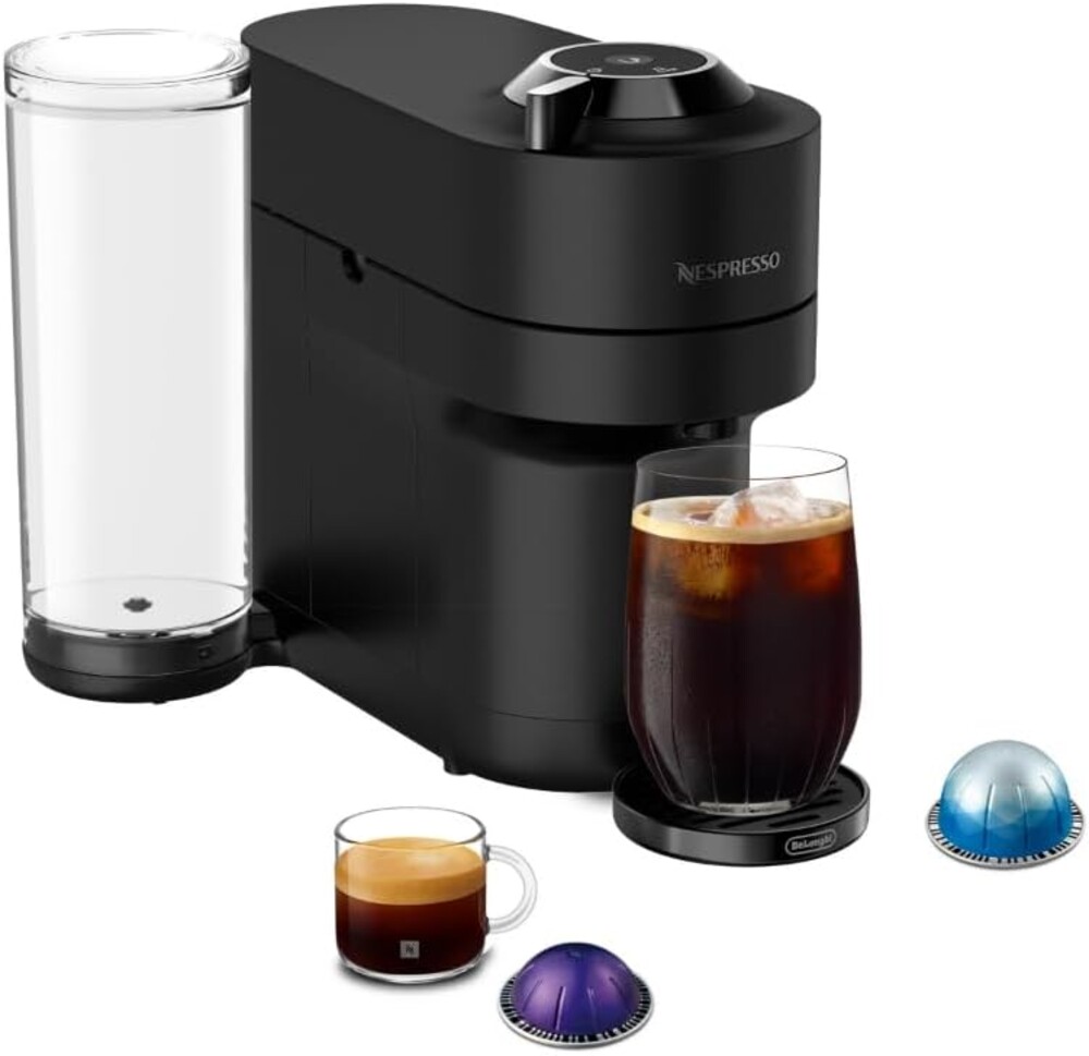 Nespresso Vertuo Pop+ Deluxe Coffee and Espresso Maker by De'Longhi, Black Matte Dark Chrome