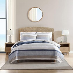 Nautica - Twin Quilt Set, Soft Cotton Bedding with Matching Shams, Prewashed for Extra Softness, Reversible Stripe Design, Lightweight Layering for Year-Round Comfort (Galewood Blue)