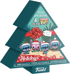 Funko Pocket Pop! Stitch Holiday - 4 Pack Tree Box - Disney: Lilo & Stitch - Keychain Novelty Keyring - Collectable Mini Figure - Stocking Filler - Gift Idea - Official Merchandise - Disney/Pixar Fans