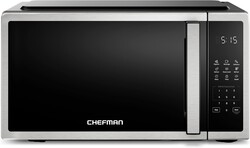 Chefman Compact Countertop Microwave Oven 0.7 Cu. Ft., 700W with 10 Power Levels, 3 Cooking Presets with One-Touch Express Cook, 2 Defrost Settings, Child Safety Lock, & Mute Button – Stainless Steel