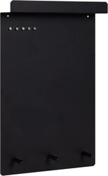 Kate and Laurel Mezzo Modern Wall Organizer Board, 15 x 24, Black, Decorative Magnetic Metal Board with Hooks