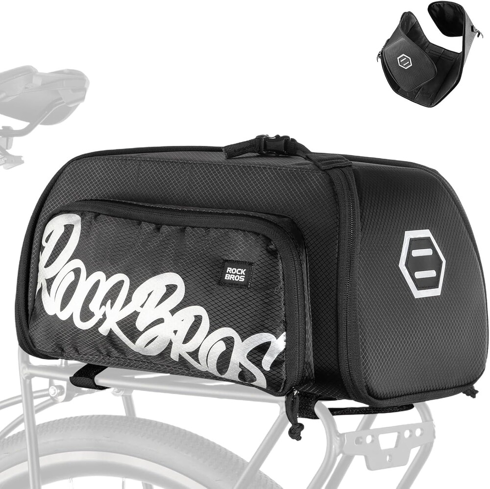 ROCKBROS Bike Bags for Bicycle Rear rack - 12L/15L Bike Ebike Trunk Pannier Saddle Bag with Shoulder Strap for Commuter Travel Outdoor Accessories Gear