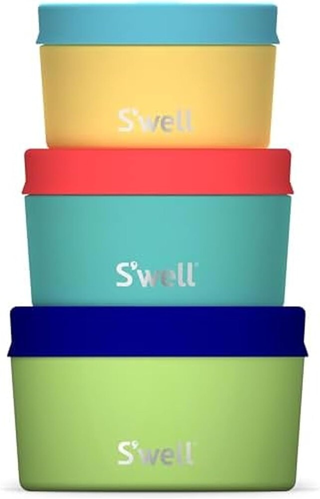 S'well Stainless Steel Food Canister Set Of Three, 10oz, 16oz, and 24oz, Tropical Smoothie, Single Walled Durable Construction, BPA Free, Dishwasher Safe