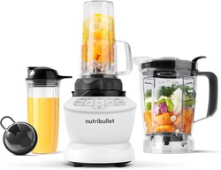 nutribullet Full-Size Blender Combo, Single-Serve & Large Capacity, 1200W, 64oz Pitcher, 32oz Cup, Extractor Blade, 3-Speed, Pulse, Smoothies, Soups, Sauces, Easy Cleaning, Matte White, NBF50500AW