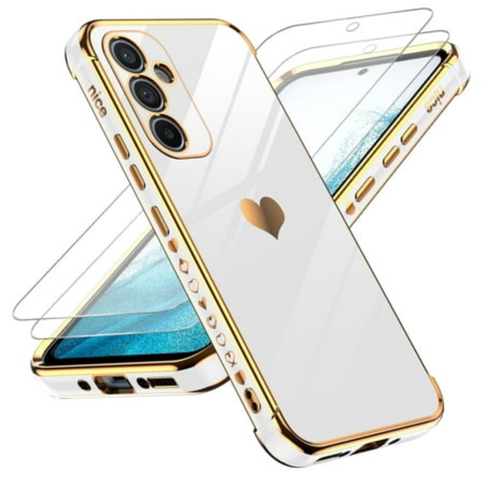 LeYi for Samsung Galaxy A54 5G Case with Tempered Glass Screen Protector 2 Pack, White