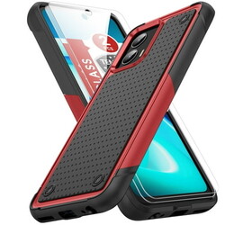 LeYi Motorola Moto G 2023 5G 4 Corners with Airbags Hard PC Dual Layer Protective Back Cover, Red