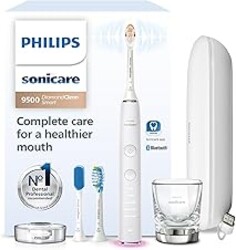 Philips Sonicare DiamondClean Smart 9500 Electric Toothbrush - Sonic Toothbrush with App, Pressure Sensor, 15 Brushing Settings, Replacement Reminder, USB Charging Travel Case, White, Model HX9923/01