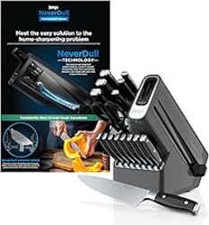 Ninja™ NeverDull® Knife Block Set | 17 Piece Kitchen Knife System with Built-in Sharpener | Rust Resistant, German Stainless-Steel Knives | Black | K32017