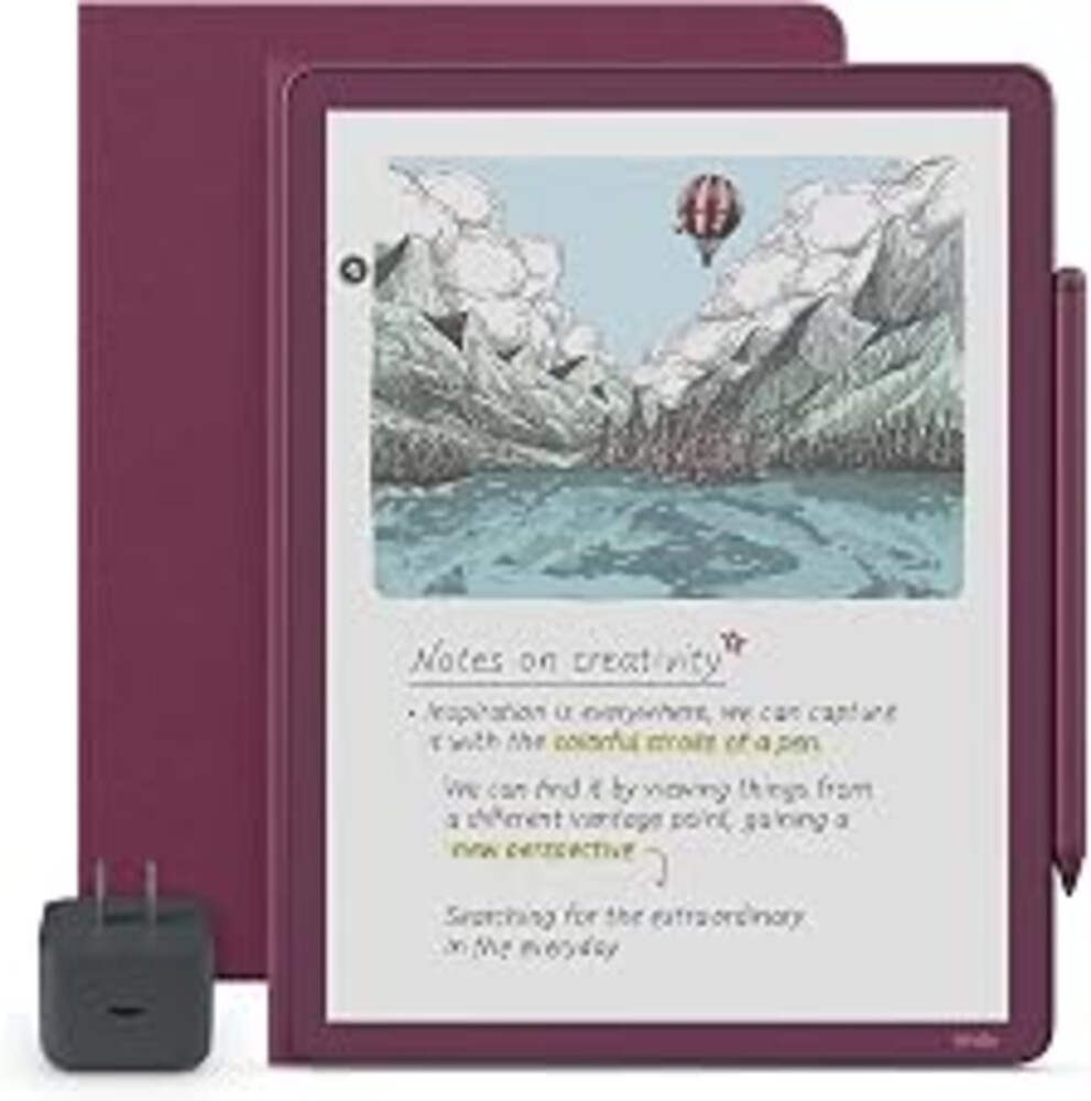 Amazon Kindle Scribe Essentials Bundle - Amazon Kindle Scribe Colorsoft (64GB) - Fig, Premium Pen, Premium Leather Executive Folio Cover-Fig,Power Adapter