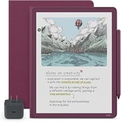 Amazon Kindle Scribe Essentials Bundle - Amazon Kindle Scribe Colorsoft (64GB) - Fig, Premium Pen, Premium Leather Executive Folio Cover-Fig,Power Adapter