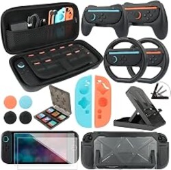 RTop Switch 2 Accessories Kit for Nintendo Switch 2 (2025),Family Bundle Accessories Kit with Carrying Case& Screen Protector,Joy Con Grips and Steering Wheels,Case Cover,Stand and More (16 in 1)